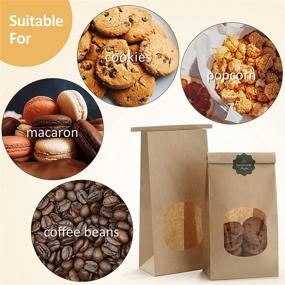 img 2 attached to 🛍️ BagDream Kraft Paper Bakery Bags with Window 50Pcs 4.5x2.36x9.6 Inch Tin Tie Tab Lock, Brown Window Bags for Cookies, Coffee