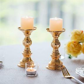 img 3 attached to 🕯️ Pair of Metallic Gold Pillar Candle Holders - Ideal for Wedding Centerpieces, Events, and Parties - Stand Decoration for 2-inch Candles