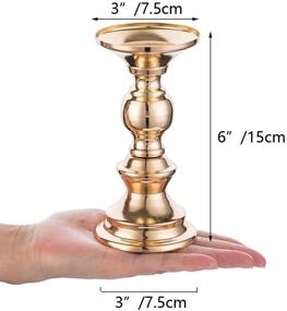 img 2 attached to 🕯️ Pair of Metallic Gold Pillar Candle Holders - Ideal for Wedding Centerpieces, Events, and Parties - Stand Decoration for 2-inch Candles