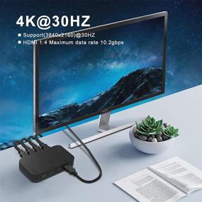 img 1 attached to 🔀 HDMI KVM Switch 4 Ports with HDMI Cables, 4Kx2K@30Hz - 4 in 1 Out Selector Switcher Box for Sharing One Monitor, Keyboard, Mouse, Printer, Scanner - Ideal for Multi-PC Access