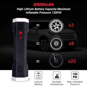 img 3 attached to 🔋 SPELAB Portable Tire Inflator Pump - Wireless Digital Tyre Pump Air Compressor for Car, Bike, Ball & Balloon with LED Light