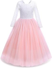 img 2 attached to 🍷 Wine-colored Princess Communion Back Dresses for Straight Bridesmaids and Girls