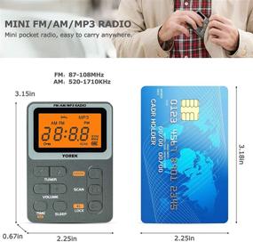 img 2 attached to Yorek Portable Radio: TF Card Support, AM/FM Pocket Radio with Rechargeable Battery for Best Reception - Grey
