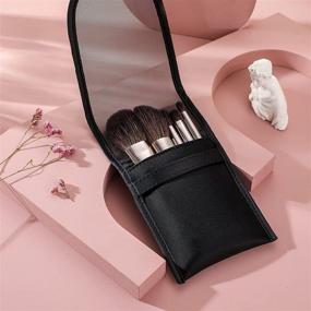 img 1 attached to 🎨 Compact 5pcs Vegan Makeup Brush Set with Bag - Premium Wood Handle Brushes for Flawless Makeup Application