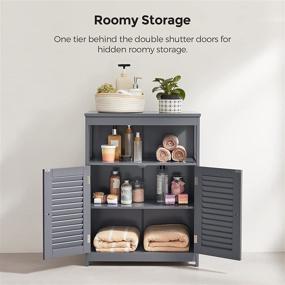 img 3 attached to 🚽 Gray Bathroom Storage Floor Cabinet with Double Shutter Doors, Adjustable Shelf - VASAGLE UBBC040G01