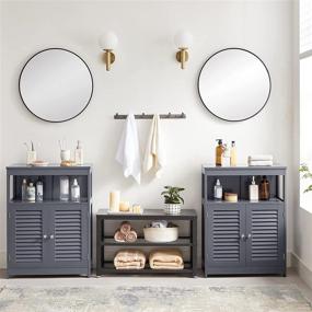 img 2 attached to 🚽 Gray Bathroom Storage Floor Cabinet with Double Shutter Doors, Adjustable Shelf - VASAGLE UBBC040G01