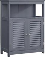 🚽 gray bathroom storage floor cabinet with double shutter doors, adjustable shelf - vasagle ubbc040g01 logo
