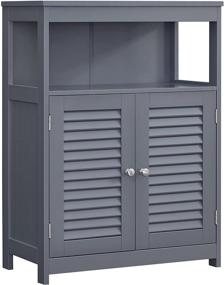 img 4 attached to 🚽 Gray Bathroom Storage Floor Cabinet with Double Shutter Doors, Adjustable Shelf - VASAGLE UBBC040G01