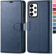 📱 tucch galaxy a52 wallet case with tpu shockproof interior: 5g & 4g, stand, rfid credit card holder, magnetic pu leather flip cover for galaxy a52 6.5-inch 2021, dark blue logo