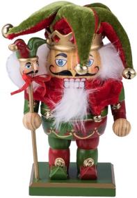 img 4 attached to 🎅 Clever Creations 7 Inch Traditional Wooden Nutcracker in Red and Green Jester Design - Festive Christmas Décor for Shelves and Tables