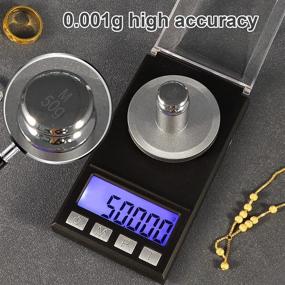 img 3 attached to JHSCALE Portable Jewelry Scale: LCD Backlit, Digital Milligram Scale 50g/0.001g with 8 Units - Mini Pocket Scale for Jewelry, Gems, Diamonds, Powder, Pills - Batteries Included