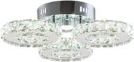 tonglan modern crystal chandelier 3 rings led big crystal chandelier fixtures contemporary stainless steel pendant lights fixtures for dining room living room (cool white) логотип