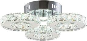 img 3 attached to TongLan Modern Crystal Chandelier 3 Rings LED Big Crystal Chandelier Fixtures Contemporary Stainless Steel Pendant Lights Fixtures For Dining Room Living Room (Cool White)