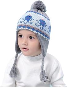 img 4 attached to 🎩 Warm and Cozy: Connectyle Toddler Baby Earflaps Winter Hat with Fleece Lining - Knit Kids Beanie Hat