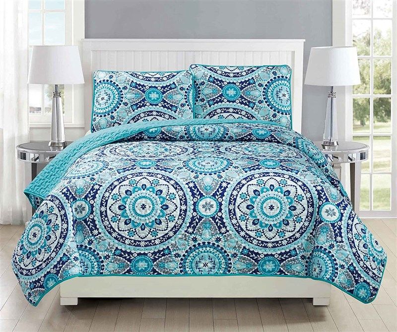 collection bedspread coverlet quilted turquoise 标志