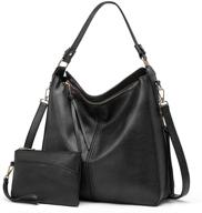 👜 lecxci women tote bag handbags - stylish pu leather fashion hobo shoulder bags with adjustable strap (2pcs purse set) logo