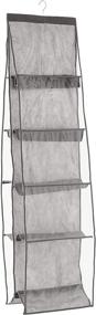 img 4 attached to 👜 HOMZ 10-Pocket Hanging Closet Purse Organizer: Grey & Clear Storage Solution