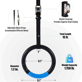 img 2 attached to 💪 ZELUS Gymnastic Rings: Adjustable Straps, Steel Buckles for Ultimate Workout, Strength Training, Pull-Ups, and Dips