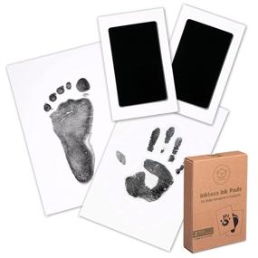 img 4 attached to Jet Black Baby Footprint & Handprint Ink Pad - 2-Pack Clean Touch Hand 👣 and Foot Print Keepsake Ink Pads - Paw Stamp Print - Newborn Baby Stamp Pad Kits