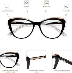 img 2 attached to 👓 AMOMOMA Модные очки для чтения Cat Eye TR90 с блокировкой синего света для женщин, компьютерные очки 1.5 2.0 - Стильные оправы AM6043