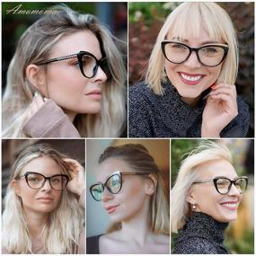 img 3 attached to 👓 AMOMOMA Модные очки для чтения Cat Eye TR90 с блокировкой синего света для женщин, компьютерные очки 1.5 2.0 - Стильные оправы AM6043