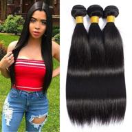 💁 красивые наборы волос 8a brazilian straight hair - 3 пакета, прямые продлевающие волосы 14 16 18 дюймов, натуральный цвет, общий вес 300 граммов. логотип