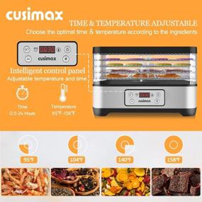 img 2 attached to 🍎 CUSIMAX Food Dehydrator Machine - Digital Timer & LED Temperature Control for Beef Jerky Fruits Meat Herbs Vegetables Maker, 5 BPA-Free Trays (Sliver)