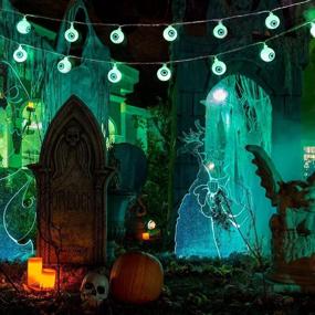 img 3 attached to 👀 JMEXSUSS 30 LED Halloween Eyeball Decoration Lights - Battery Operated with Remote, 8 Modes Waterproof String Lights - Ideal for Indoor Outdoor Halloween Party Decorations (Green)