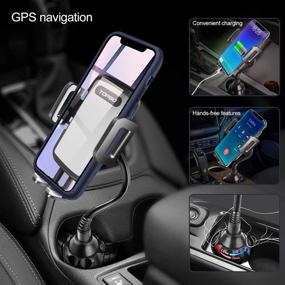 img 3 attached to 📱 Enhanced Adjustability & Sturdy Stability: TOPGO Cup Holder Phone Mount for Car - Grey, Suitable for iPhone, Samsung, and Other Smartphones