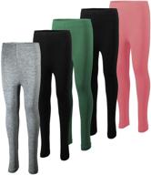 👖 miss popular 5-pack girls leggings: sizes 4-16, soft & comfortable cotton spandex, elastic waistband, wide color variety logo
