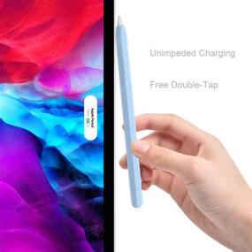 img 1 attached to 🖊️ Apple Pencil Accessory Set: Grip, Holder, Cover, and Protective Nib Cover - Blue