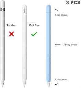 img 3 attached to 🖊️ Apple Pencil Accessory Set: Grip, Holder, Cover, and Protective Nib Cover - Blue