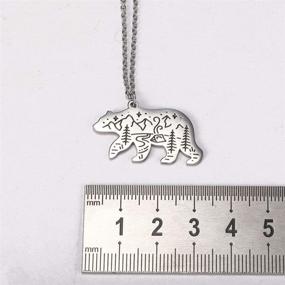 img 1 attached to 🐻 VASSAGO Stainless Steel Cute Polar Bear Pendant Necklace - Engraved Mountain Forest Star Cabin Design - Nature Inspired Animal Elements Charm - Silver Chain Gifts for All Genders and Ages