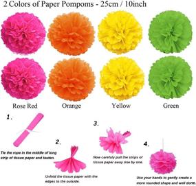 img 1 attached to ZERODECO Party Decorations Set - 21 Pcs Vibrant Hanging Paper Fans, Pom Poms Flowers, Garlands String Polka Dot and Triangle Bunting Flags - Ideal for Birthday Parties, Wedding Décor, Fiesta or Mexican Party