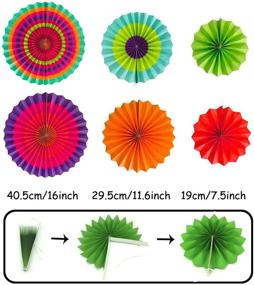 img 3 attached to ZERODECO Party Decorations Set - 21 Pcs Vibrant Hanging Paper Fans, Pom Poms Flowers, Garlands String Polka Dot and Triangle Bunting Flags - Ideal for Birthday Parties, Wedding Décor, Fiesta or Mexican Party