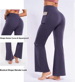 img 1 attached to 👖 High Waisted Bootcut Yoga Pants for Women with Pockets - OLIOMES Flared Leggings for Workout, Lounge, and Casual Wear