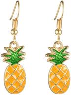 🍍 xcfs 18k gold plated sweet fruit green leaf yellow pineapple charm dangle earring for women and girls – stylish and trendy jewelry piece logo