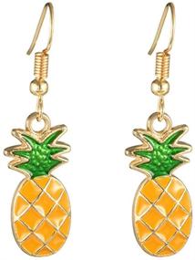 img 1 attached to 🍍 XCFS 18K Gold Plated Sweet Fruit Green Leaf Yellow Pineapple Charm Dangle Earring for Women and Girls – Stylish and Trendy Jewelry Piece