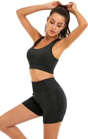 img 3 attached to 🧘 Seamless Yoga Workout Set for Women: 2 Piece Outfits with Gym Shorts and Sports Bra by Toplook