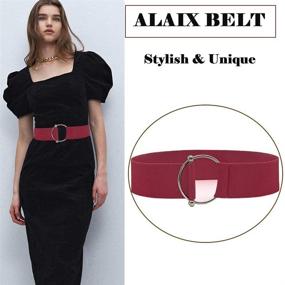 img 3 attached to Stretchy Wide Waist Belt for Women - ALAIX Dress Belts Ideal for Jumpsuits and Coats