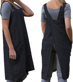 img 4 attached to 👩 Cross Back Pinafore Apron for Women with Spacious Pockets | Ideal for Home Kitchen, Restaurant, Coffee House, Cooking, and Gardening Works
