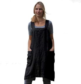 img 3 attached to 👩 Cross Back Pinafore Apron for Women with Spacious Pockets | Ideal for Home Kitchen, Restaurant, Coffee House, Cooking, and Gardening Works