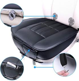 img 3 attached to 🚘 Enhance Car Comfort with Leader Accessories Leather Front Seat Covers - Non-Slip Black Mat Pads for Ultimate Driving Experience