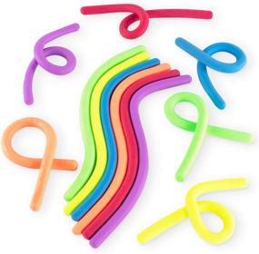 img 1 attached to 🧩 Calming Sensory Toys Set: Stretchy Jelly String Noodles - Thick Rubber Fidgets for Children, Birthdays, and Prizes (12 Pack)