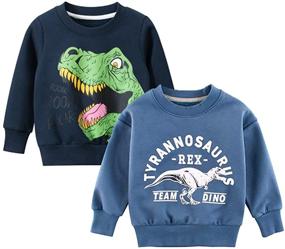 img 4 attached to Toddler Dinosaurs Sweatshirts Crewneck Pullover Boys' Clothing for Fashion Hoodies & Sweatshirts
