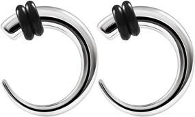 img 4 attached to 💪 Bold & Durable: BIG GAUGES Pair of 316L Surgical Steel Curved Taper Ear Plugs for Piercing and Stretching Earrings