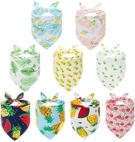 img 4 attached to 🐾 Pawchie Cute Dog Bandana 9 Pack: Stylish Flower & Fruit Pattern Cooling Scarfs for Pet Puppies - Perfect Summer Accessories for Boys & Girls