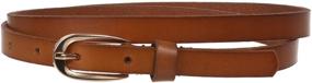 img 3 attached to 👗 Stylish Women's 1/2" Skinny Cowhide Full Grain Leather Dress Belt - 13mm Width