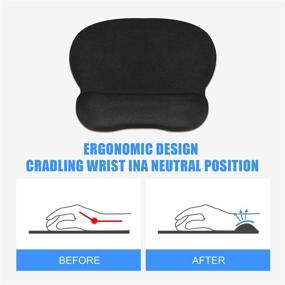 img 3 attached to HONGDE Ergonomic Mouse Pad with Wrist Support, Non-Slip Rubber Base - 2 Pack, Black - for Computer, Laptop, Gaming, and Office Work - Pain Relief and Easy Typing