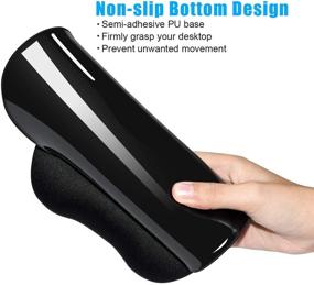 img 2 attached to HONGDE Ergonomic Mouse Pad with Wrist Support, Non-Slip Rubber Base - 2 Pack, Black - for Computer, Laptop, Gaming, and Office Work - Pain Relief and Easy Typing